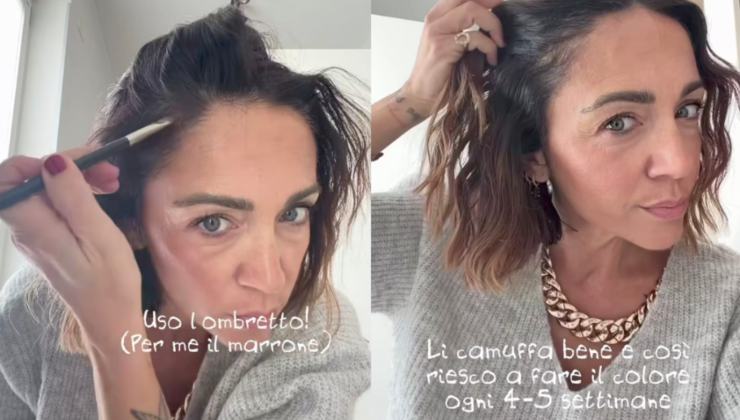 Collage di una donna con capelli bianchi