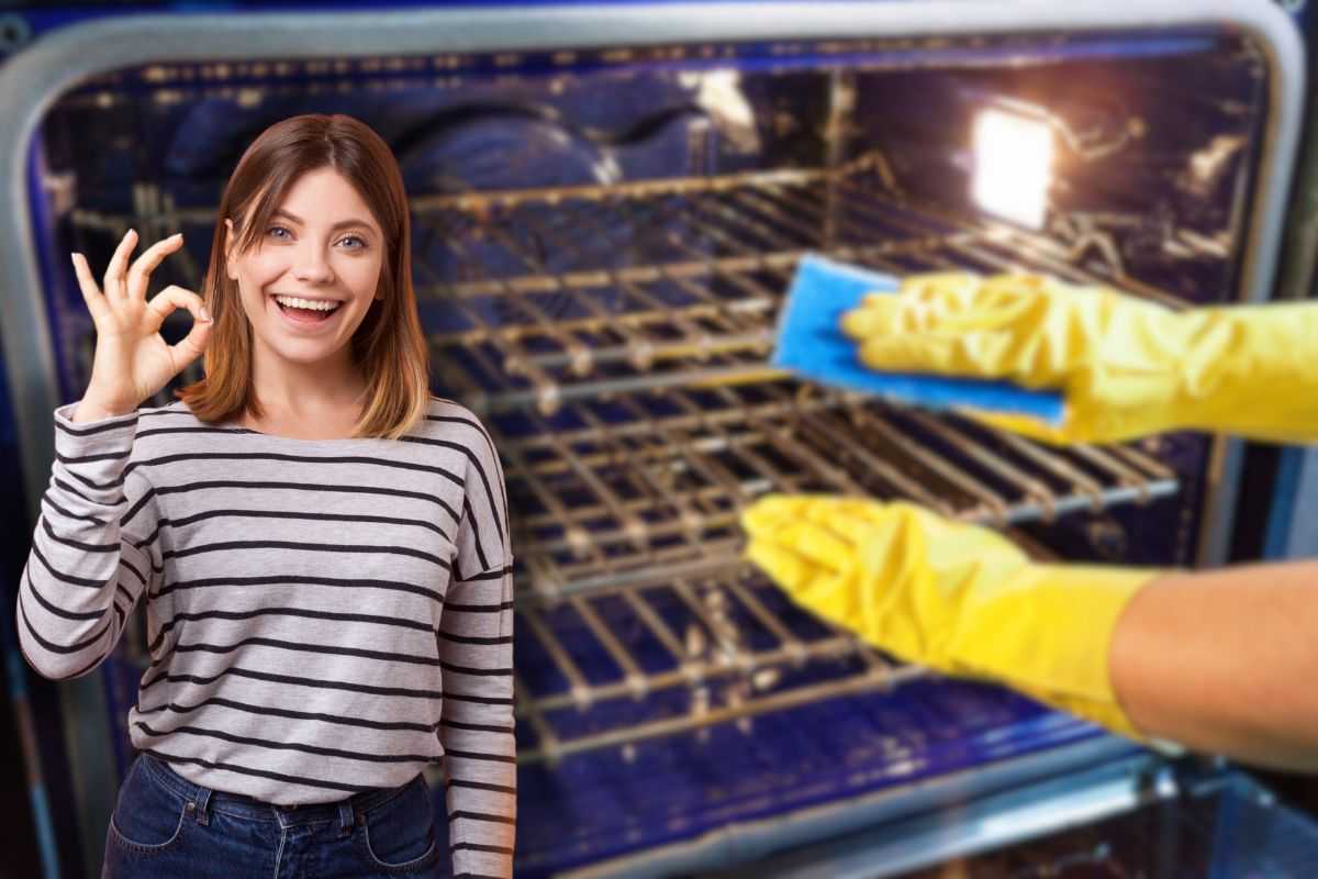 jene-stephaniuk-lkmGeyLItrw-unsplash-ls donna pulisce forno e un'altra sorridente che fa ok con le mani