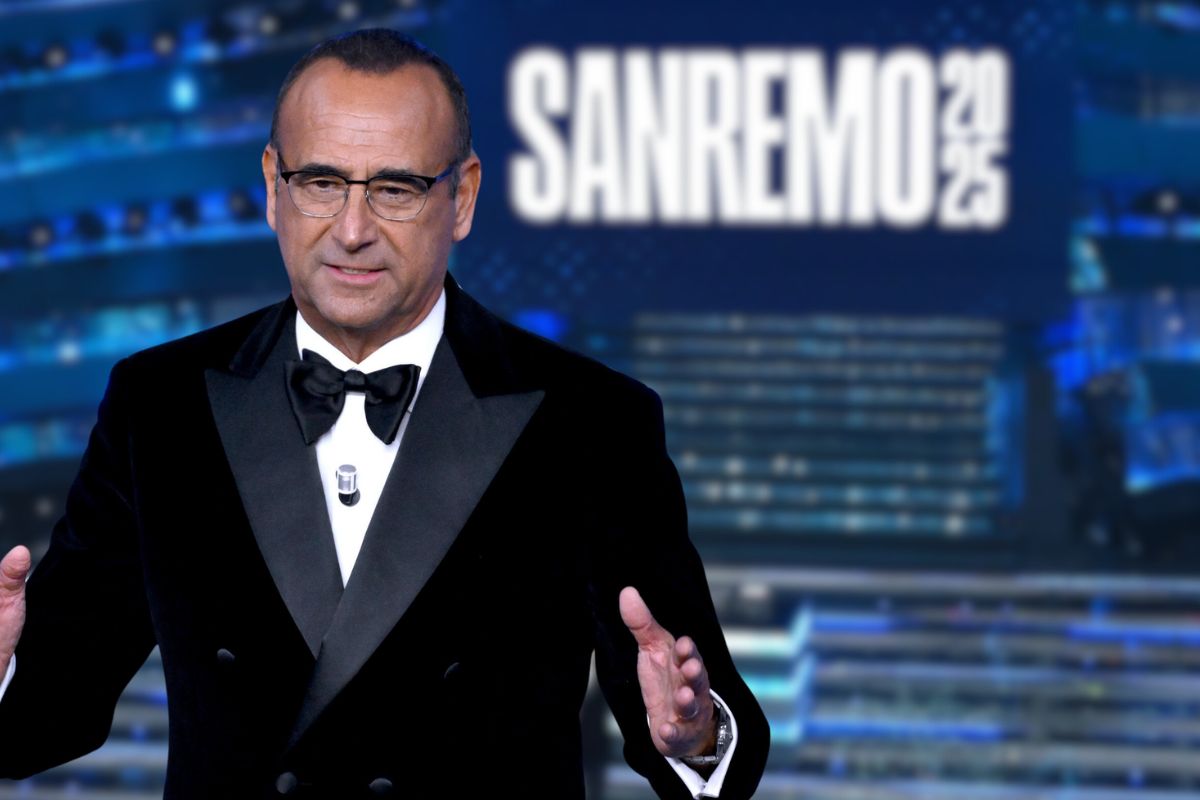 Carlo Conti e lo studio di Sanremo